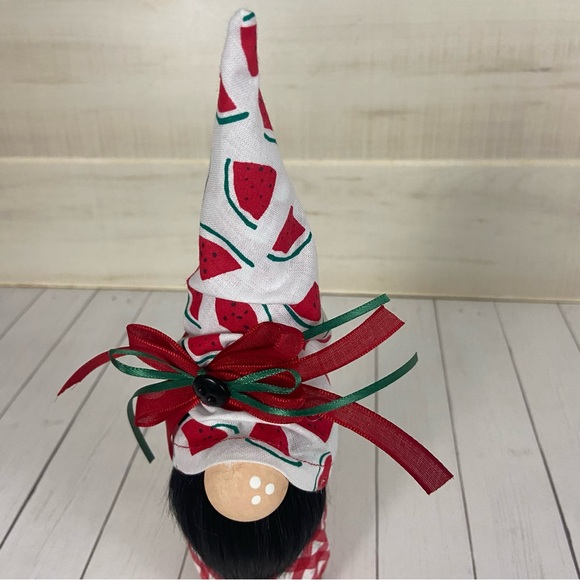 Watermelon Gnome Red White Green Tiered Tray Farmhouse Home Decor Summer Picnic - Picture 8 of 11